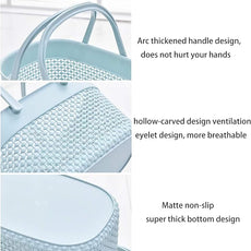 rejomiik 2 Pack Plastic Shower Caddy Basket, Portable Organizer Storage Tote with Handles Toiletry Bag Bin Box for Bathroom, College Dorm Room Essentials, Kitchen, Camp, Gym, Blue