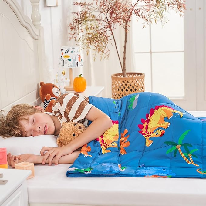 yescool Weighted Blanket 10 Pounds Cooling Weighted Lap Blanket, Dinosaur Heavy Blanket for Sleeping, Weighted Throw Blanket Gift for 80-110lbs, 40" x60