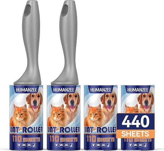 Lint Rollers for Pet Hair Extra Sticky,440 Sheets Mega Value Set with Reinforced 2 Handles and Tough Paper, Lint Roller for Clothes, Sofa Bed, Car Seat, and More