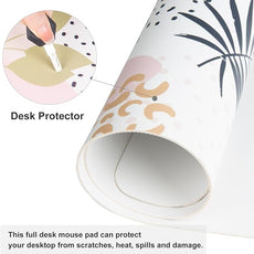 QIYI Large Mouse Pad, Exotic Pattern Desk Mat for Desktop, Women Girls Office Décor Desk Accessories, PU Leather Waterproof Gaming Mousepad, Tropical Plants Gold Desk Pad Computer Mat, 31.5
