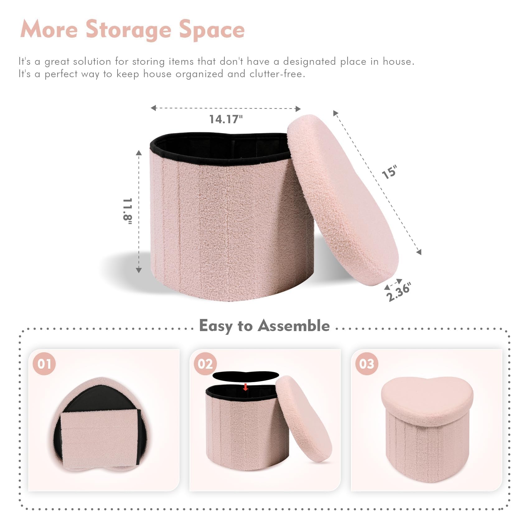 B FSOBEIIALEO Storage Ottoman Cube, Flowers Shaped Ottomans with Storage Foot Stool Footrest for Lving Room, Boucle Ottoman Seat for Dorm Room,Faux Teddy Fur,White 12.6"x12.6"x12.6" Dormly