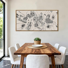 BINCUE Large Framed Wall Art Food and Drink Canvas Wall Decor Pizza Cheers Sketch Painting Retro Canvas Wall Art for Kitchen Dining Room Restaurant Used for Gatherings Decor