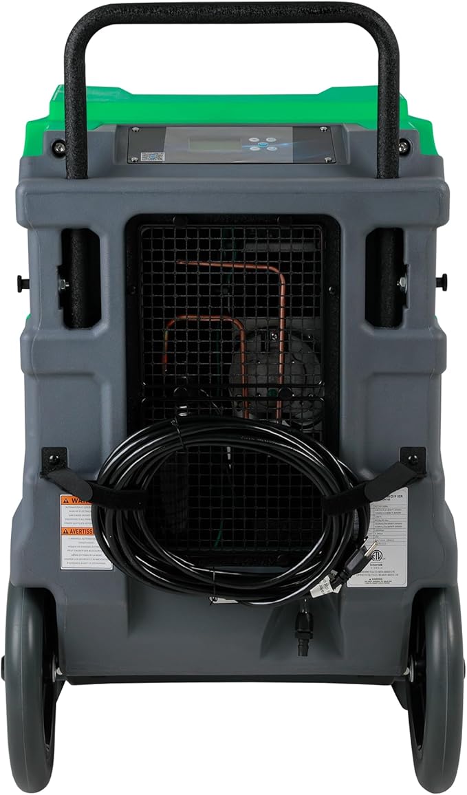 MOUNTO 310 Pints LGR Commercial Dehumidifier with Built-In Pump and Drain Hose – Portable, Heavy-Duty Dehumidifier with Wheels for Basements, Garages, Home, and Job Sites (Green)