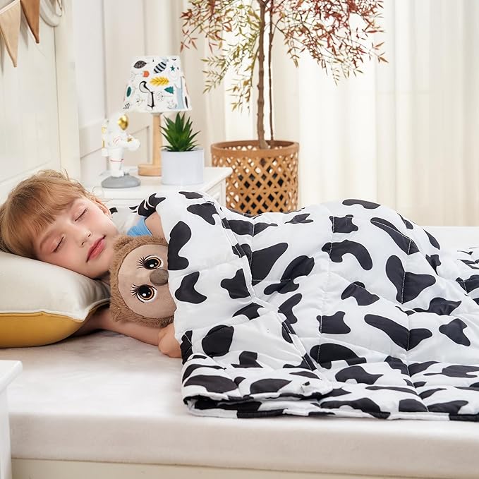 yescool Weighted Blanket 5 Pounds Cooling Weighted Lap Blanket, Cow Print Heavy Blankets, Comfortable Weighted Throw Blanket Gift for 40-60lbs, 36"x48"