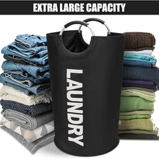 DOKEHOM 125L X-Large Laundry Basket, Collapsible Laundry Bag, Freestanding Tall Clothes Hamper, Foldable Washing Bin (Black)