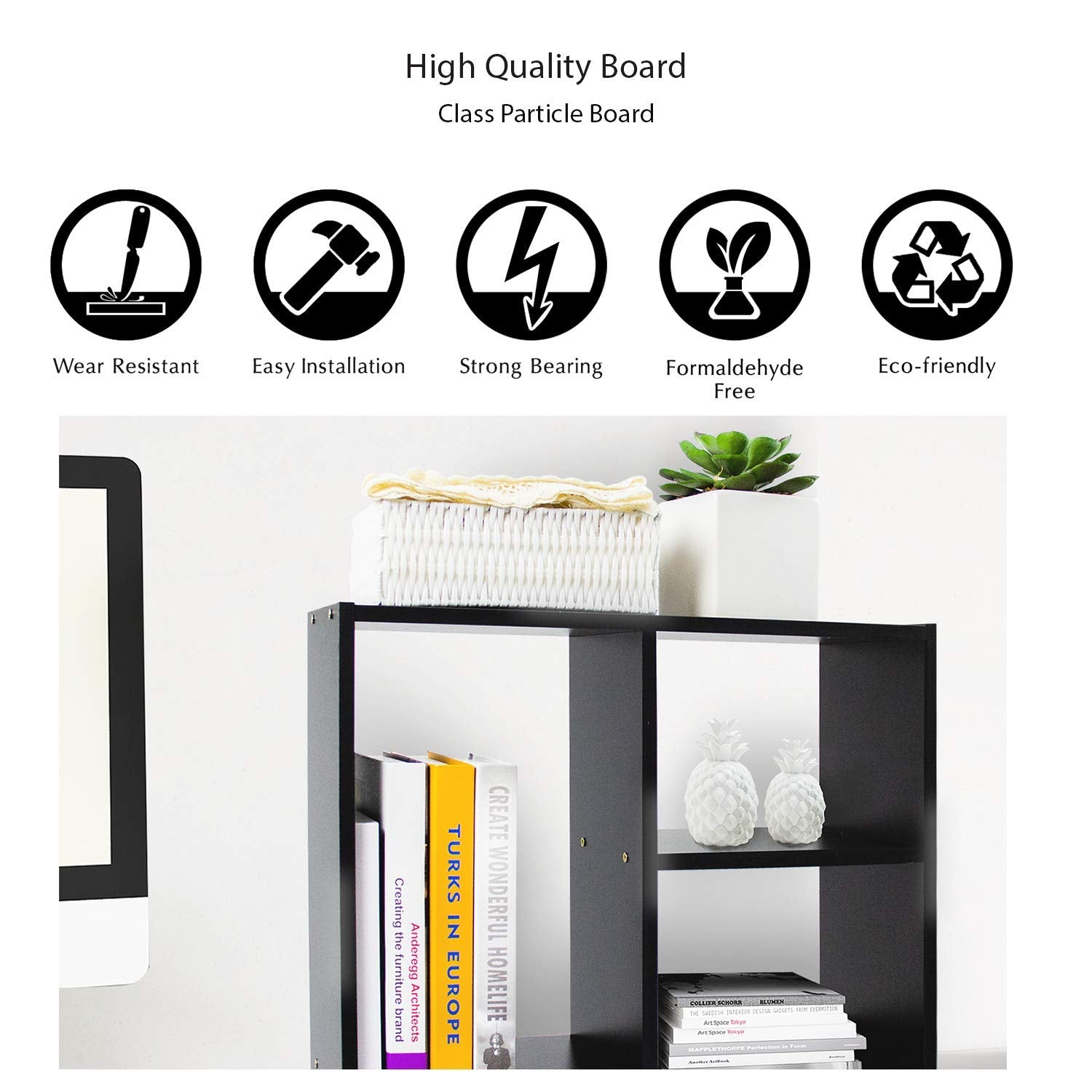 Jerry & Maggie Desktop Organizer Office Storage Rack Adjustable Wood Display Shelf Free Style Double H, Multi-Functional Mini Bookshelf for Desk Natural Stand (Violet) Dormly
