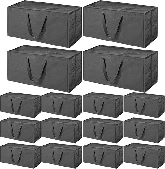 Mixweer 16 Pcs Heavy Duty Extra Large Moving Bags Oversize Waterproof Storage Bags with Zippers, Handles 29 x 14 x 13'' Packing Bags for Moving Storage Tote for Space Saving Moving Storage (Gray)