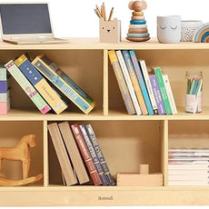 Toy Storage Organizer for Kids Room, Wooden Kids Bookshelf for Classroom, Cube Storage Organizer for Playroom, 5-Section Montessori Bookshelf & Toy Shelf for Nursery