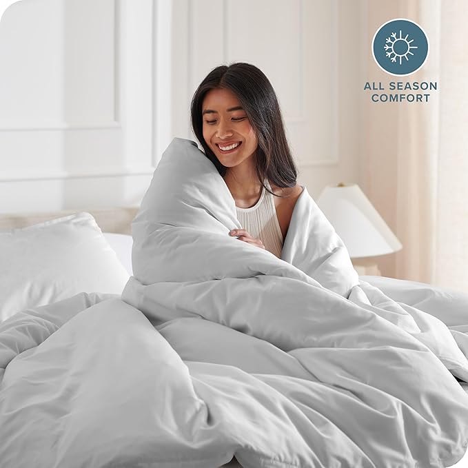 Bare Home Bedding Duvet Cover California King Size - Premium 1800 Super Soft Collection - Lightweight, Cooling - Soft Breathable Bedding Duvet Cover (Cal King, Cloud Grey)