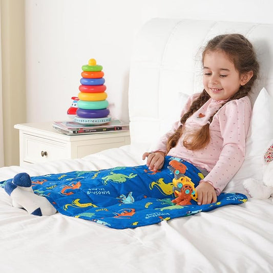 Kivik Weighted Lap Blanket 2 lbs, 20" x 30" Blue Dinosaur Small Weighted Blankets, All-Season Breathable Cute Mini Weighted Lap Pad, Soft Heavy Throw Blanket for Travel, Calming & Sleep, Washable