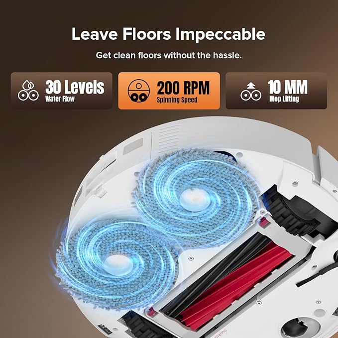 roborock Qrevo Master Robot Vacuum and Mop Combo, 10,000Pa Suction, FlexiArm Design Side Brush & Mop, Auto Mop Washing & Drying, Self-Emptying&Refilling, White (Renewed)