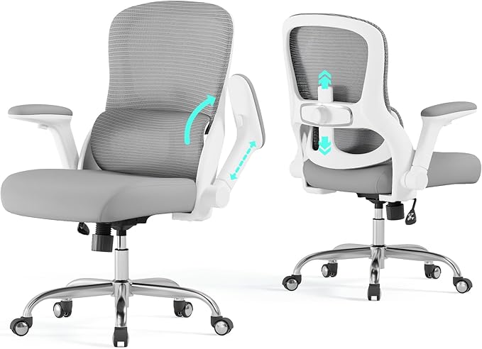 Ergonomic Office Chair: 400LBS Office Computer Desk Chair with High Back Mesh and Adjustable Lumbar Support Rolling Work Swivel Task Chairs with Wheel 3D Armrests, Ergo Gaming Chair (Grey)