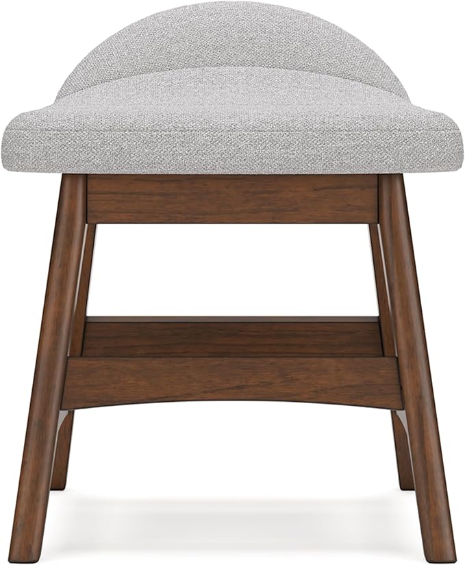 Signature Design by Ashley Lyncott Casual Upholstered Armless Home Office Desk Chair with Backless Design, Light Gray & Light Brown