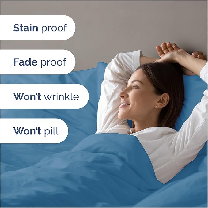 Duvet Cover King Size Set - Extra Soft King Size Duvet Cover 104 x 90 with 2 Pillow Shams - Hotel Quality and Fade Free w/Zipper Closures & Ties - Bedding and Bed Linens Set (Denim Blue)