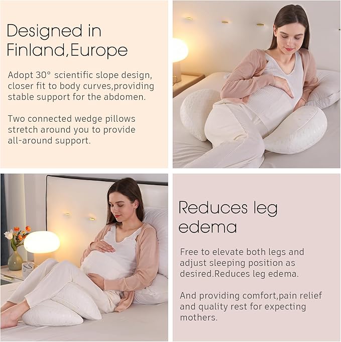 BATTOP Pregnancy Wedge Pillow Support Body,Portable Belly Wedge Pillow with Cooling Cover,Adjustable Maternity Pillow for Sleeping,Support Legs,Back,Knees,Travel Pregnancy Pillows