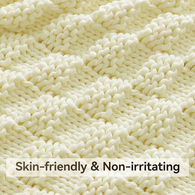 Knitted Weighted Blanket for Adult, No Beads Heavy Blanket 50” x 60'' 5lbs, Breathable Chunky Knit Blanket, Cooling Weighted Blanket for Hot Sleepers, Christmas Home Decor (Cream White)