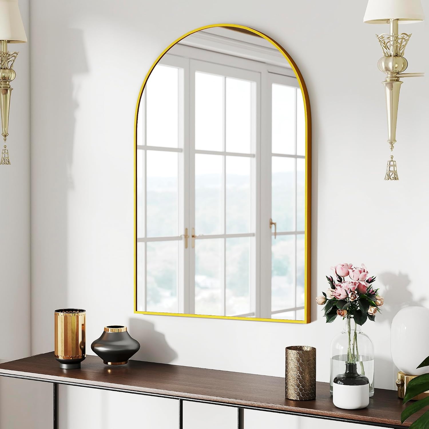 SCWF-GZ 47x14 Mirror Rectangle Full Body Length Door Hanging Wall Mounted Metal Aluminum Alloy Frame Dressing Make-up Mirrors for Entryway Bedroom Bathroom Living Room 47 14 inch Black