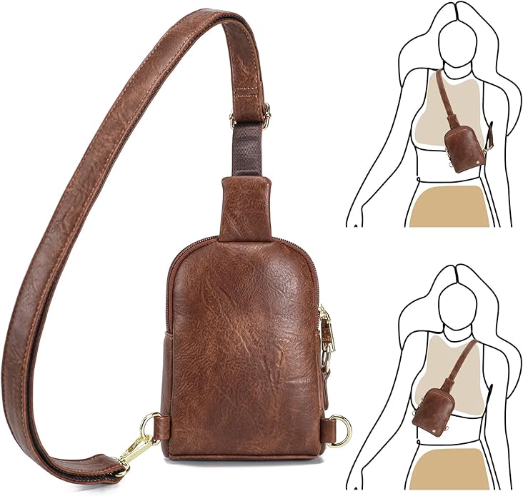 INICAT Travel Small Crossbody Sling Bags Women Cross Body Purses Passport Holder Vegan Leather Fanny Packs Birthday Gifts