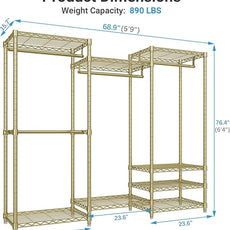 VIPEK V5 Portable Closet Wardrobe Heavy Duty Clothes Rack, Freestanding Metal Clothing Racks Custom Closet Racks with 8 Adjustable Shelves, 68.9