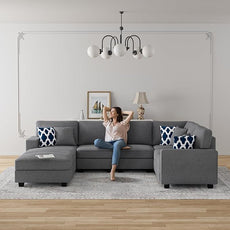 Legend Vansen Modular Sectional Sofa U Shaped Couch with Ottoman Modern Reversible Corner Sectional Couch for Living Room (Dark Grey, U Shaped Sofa-3)