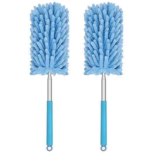 Mini Duster for Cleaning, 360° Bendable Hand Dusters with Extension Pole, Washable Small Duster for Car Interior, Office, Furniture