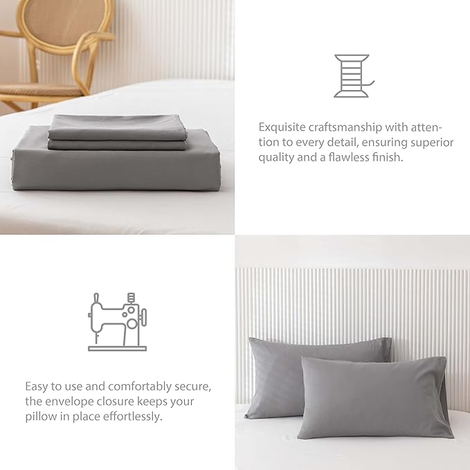 HeimenAogo Egyptian Cotton Duvet Cover Set California King, Ultra Soft and Breathable Comforter Cover with Zipper Closure, High Thread Count Long Staple Cotton Blanket Cover 3pcs, Alloy Gray