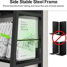 Himimi Black Ladder Bookshelf, 5 Shelf Bookcase Industrial Bookshelf Wood and Metal Bookshelves, Plant Flower Stand Rack Book Storage Shelves for Living Room, Bedroom, Home Office