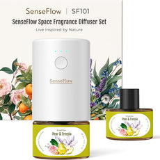 SF101 Waterless Ultrasonic Essential Oil Diffuser–100% Plant-Based,120-Day Natural Air Freshener & Aromatherapy Diffuser for Home,Hotel,Studio–Covers up to 100㎡-Pear & Freesia