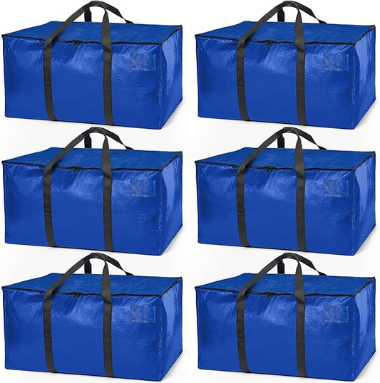 ClearSpace Heavy Duty Moving Bags or Storage Bag – Large Moving Boxes with Backpack Straps, Zippers & Handles – Perfect for Moving, College Dorm, Traveling, Camping, Christmas Decorations, 6 Pack
