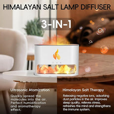 Essential Oil Diffuser, Fireplace Fire Flame Aromatherapy Diffuser, 250ml Himalayan Salt Lamp Scent Diffuser, Cool Mist Humidifier with 7 Colors Light, Timer & Auto-Off for Home, Room (White)