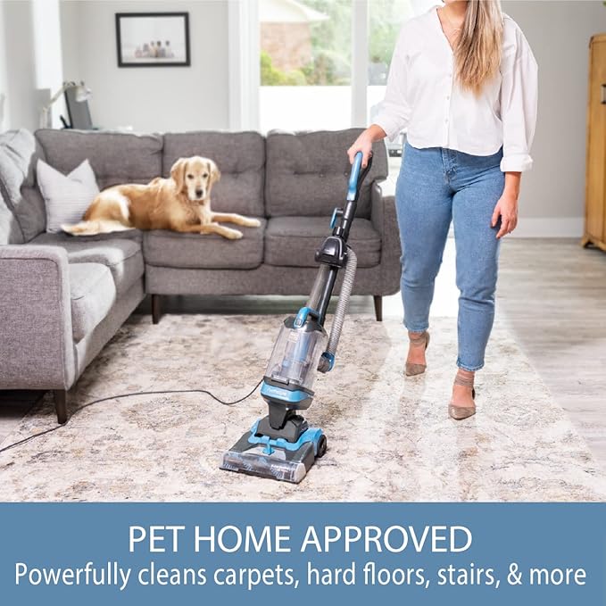 Kenmore DU1040 Bagless Upright Vacuum Lightweight Cleaner with 4 Height Adjustment, Swivel Steering Design, 2 Cleaning Tools for Carpet and Hard Floor, Blue