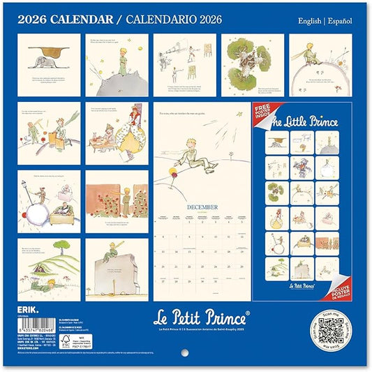 The Little Prince Wall Calendar 2026 12" x 12" FSC® Plastic Free - Starts Week On Sunday | Family Planner Calendar 2026
