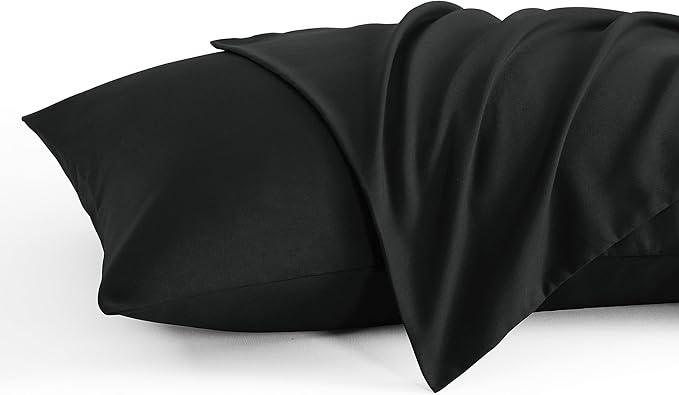 NTBAY King Pillow Cases Set of 2, 2 Pack Brushed Microfiber 20x36 Pillow Cases, Soft, Wrinkle, Fade, Stain Resistant Black Pillow Cases with Envelope Closure, 20x36 Inches, Black