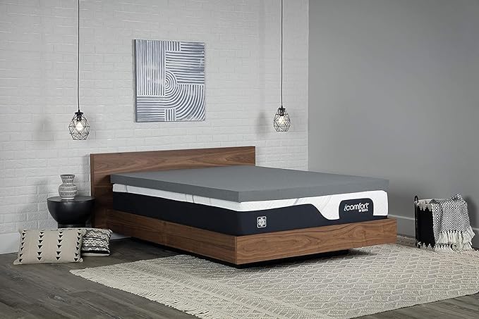 Serta Carbon Dream Cooling, Pressure-Relieving Memory Foam Mattress Topper, 3 Inch, Twin