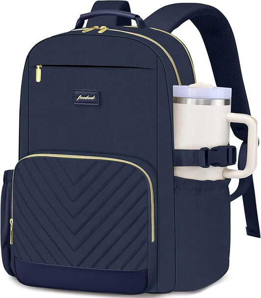 Laptop Backpack for Women Bookbag: 15.6 inch Work Backpacks with Pouch Pocket for Large Capacity Cup & USB Charger College Book Bag Travel Business Nurse Teacher Bookbags Anti-theft Back Pack