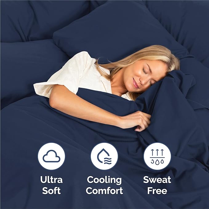 King 6 Piece Sheet Set - Cooling and Breathable Bed Sheets - Hotel Luxury Bed Sheets for Women, Men, Kids & Teens - Bedding with Deep Pockets & Easy Fit - Soft and Wrinkle Free - King Navy Blue Sheets