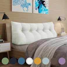 WOWMAX Headboard Pillow Queen Triangular Bed Wedge Pillow for Headboard Wedge Pillow Headboard for Daybed Bunk Bed Large Bolster Pillow for Bed with Removable Cover, Gifts for Mom Grey-Beige