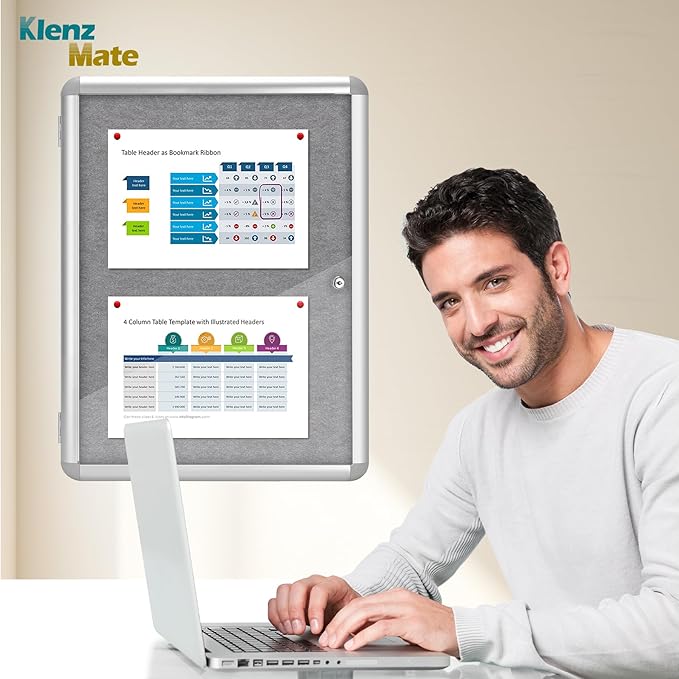 24"x18" Enclosed Cork Bulletin Board Tamper-Proof Dispaly Case,Grey Fabric&Aluminium Frame,Shatter Resistant Lockable Bulletin Board with Clear Acrylic Door for School,Office,Mall,Community,Hospital