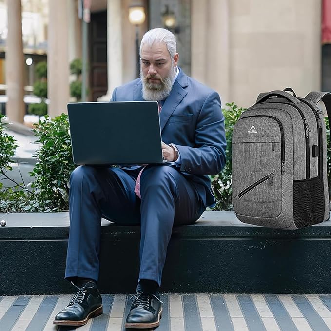MATEIN 18 Inch Extra Large Laptop Backpack, 50 L Travel Backpack with Anti Theft Pocket & TSA Laptop Compartment for Men Women, Multiple Pockets Business Computer Carry On, Grey