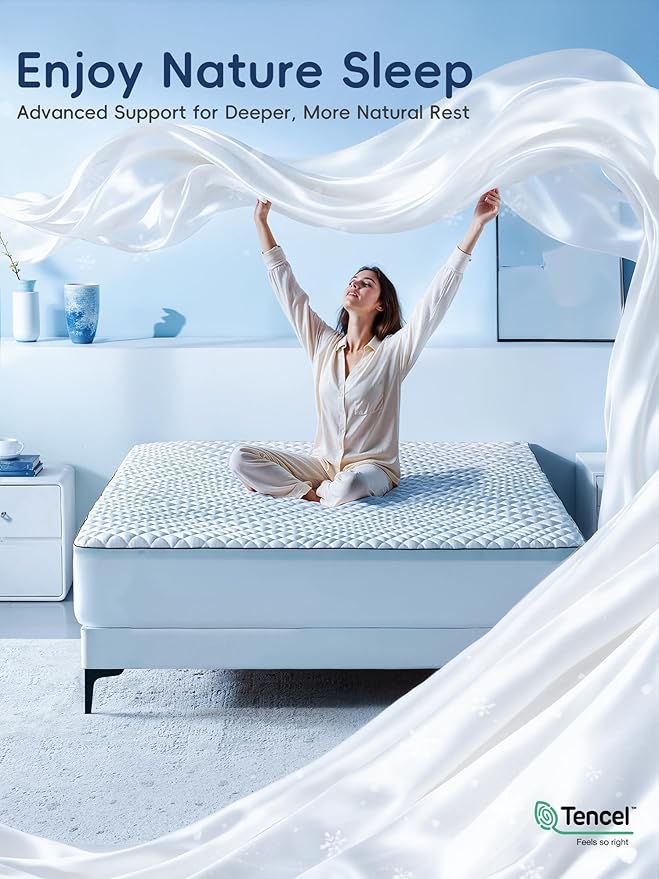 Queen Memory Foam Mattress Topper,Dual Layer Gel Memory Foam & Mattress Topper Queen for Pressure Relief and Medium Firm Support,CertiPur-US Certified
