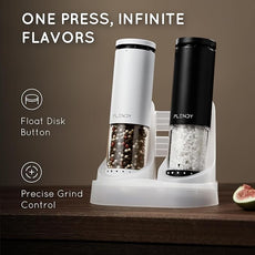 Electric Salt and Pepper Grinder Set Rechargeable, Automatic Salt and Pepper Grinder Set with Oversized Top Button, Stainless Steel Electric Salt and Pepper Shakers Set