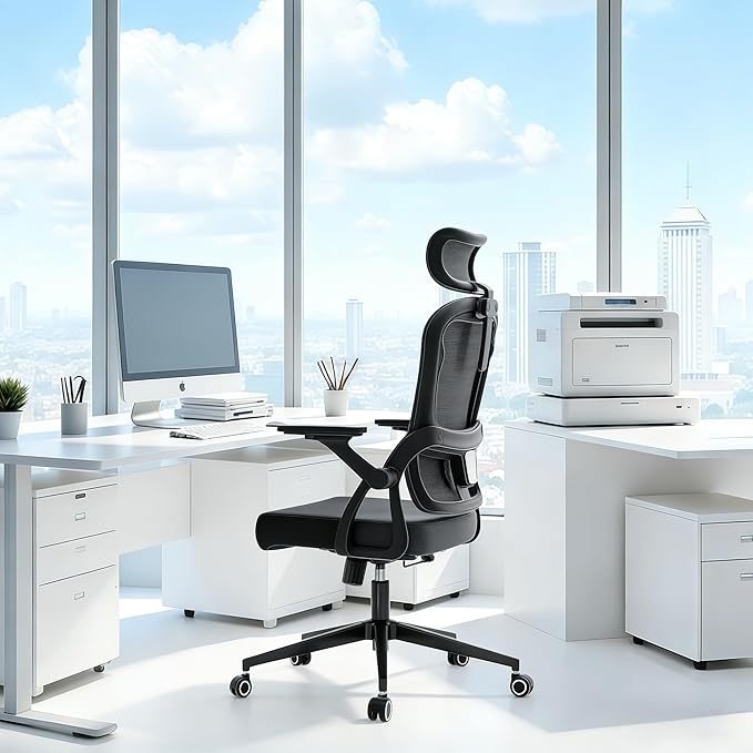 Ergonomic Office Chair - 400LB Comfy Desk Chairs with Adjustable Headrest and Lumbar Back Support, Mesh Computer Chairs with Wheels and Arms for Home Office, Study