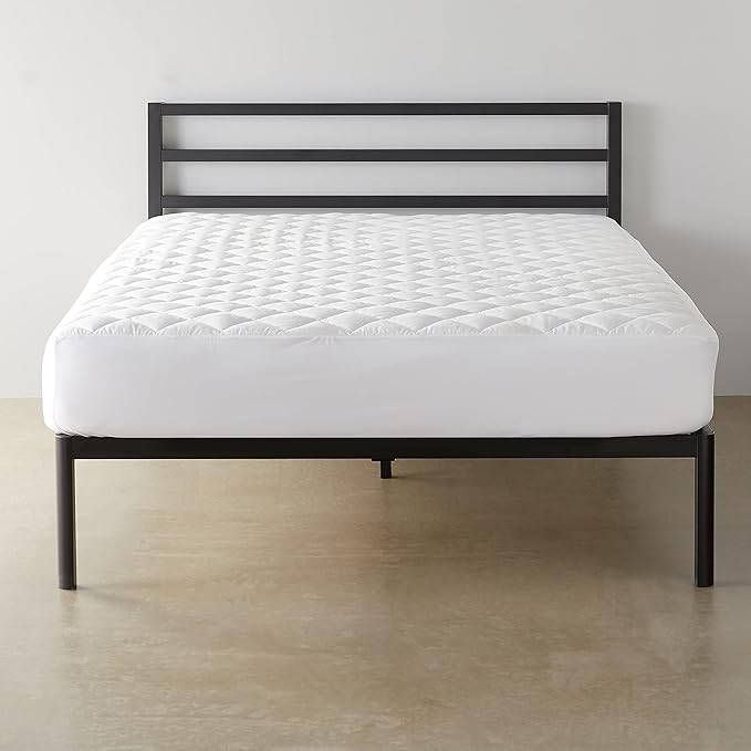 Amazon Basics Hypoallergenic Quilted Breathable Mattress Topper Pad, 18 Inches Deep, King Size, White