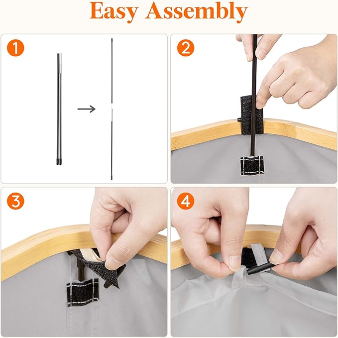 Lifewit 50L Slim Laundry Hamper with Lid, Narrow Laundry Basket with Removable Bag & Bamboo Handles, Fodable Thin Dirty Clothes Hamper for Laundry Collapsible Bin for Bathroom Bedroom Dorm, Gray