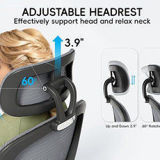 TRALT Office Chair - Ergonomic Office Chair with Back Support, Home Office Desk Chairs, 330lbs Wide Seat Big and Tall Office Chairs with Headrest, Comfy Desk Chairs (Grey Black)