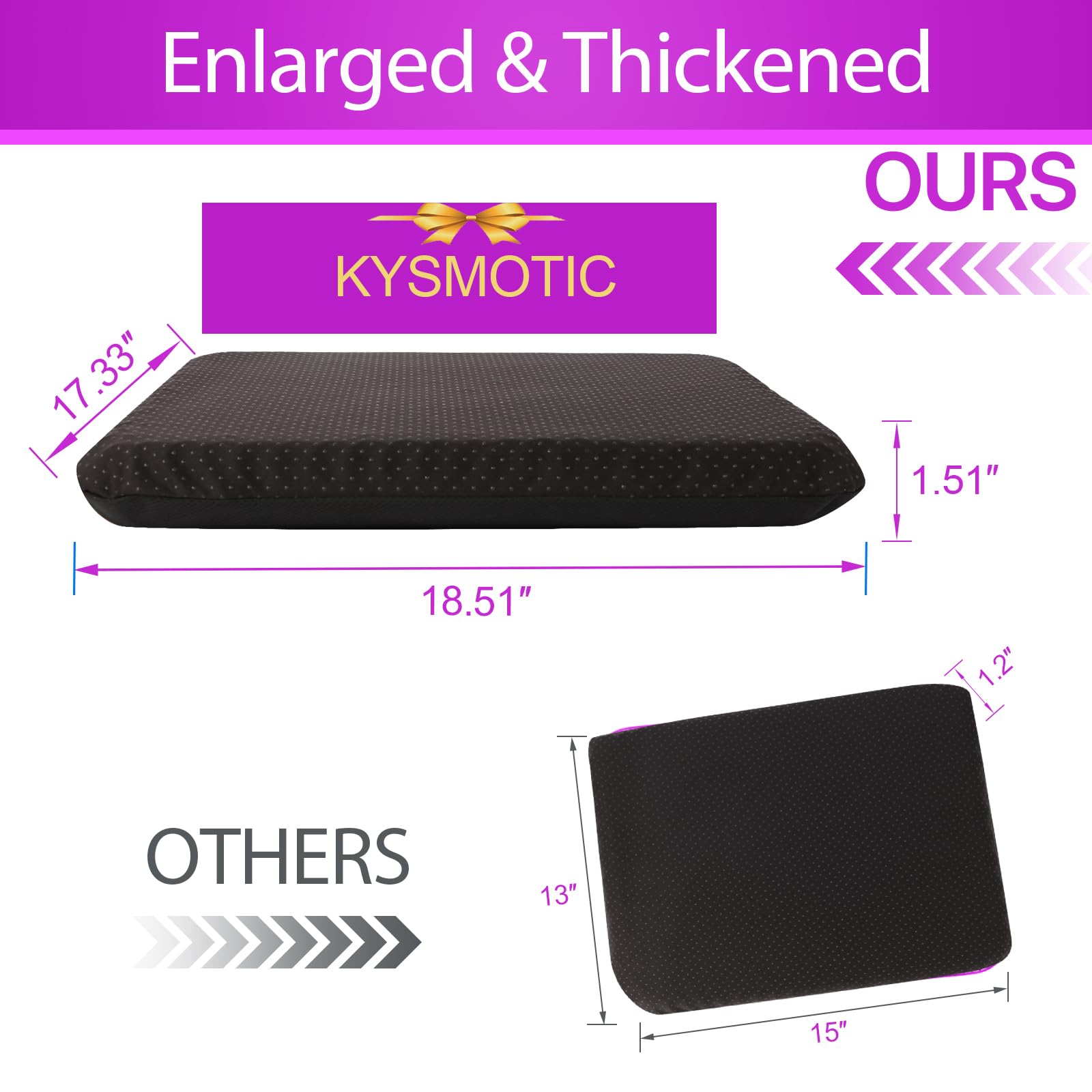 Gel Seat Cushion for Long Sitting (Large & Thick), Soft & Breathable, Gel Cushion for Wheelchair, Gel Chair Cushion for Hip Pain, Gel Seat Cushion for Office Chair (Black Cover) Dormly