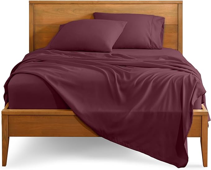 Bare Home Twin XL Sheet Set - College Dorm Size - Luxury 1800 Ultra-Soft Microfiber Twin Extra Long Bed Sheets - Deep Pockets - Easy Fit - Extra Soft - 3 Piece Set - Bed Sheets (Twin XL, Burgundy) BareHome