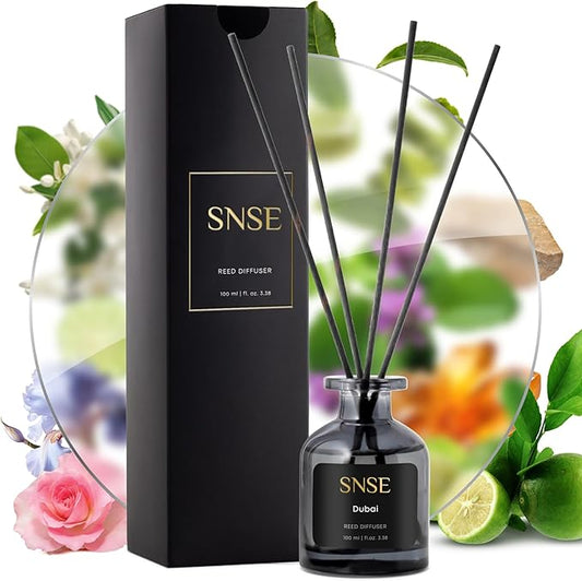 SNSE Dubai Perfumed Reed Diffuser Set - Premium Reed Diffusers for Home with Diffuser Reeds, Luxurious Gift Aroma, Sophisticated Scent, Ideal for Relaxation, Elegant Home Fragrance