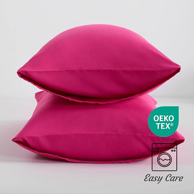 NTBAY King Pillow Cases Set of 2, 2 Pack Brushed Microfiber 20x40 Pillow Cases, Soft, Wrinkle, Fade, Stain Resistant Magenta Pillow Cases with Envelope Closure, 20x40 Inches, Magenta