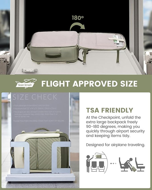 LOVEVOOK Large Travel Backpack for Women, TSA Carry on Backpack for Airplanes, 40L Personal Item Travel Bag for Women fits 17" Laptop,Waterproof Carry on Bag Airplane Approved with 3 Packing Cubes